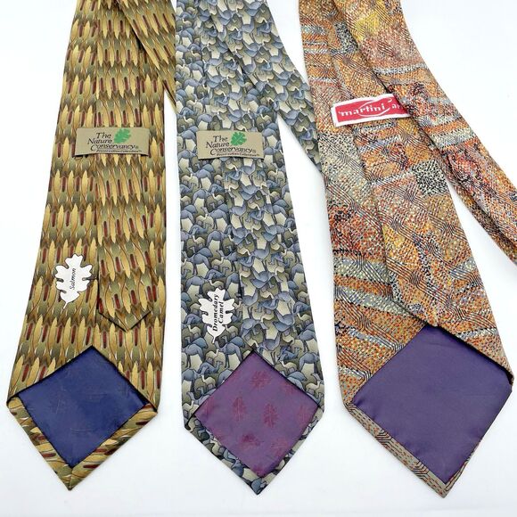 The Nature Conservancy /Martini Art Silk Neckties Lot of 3 Salmon Camel Art Deco - Picture 2 of 16